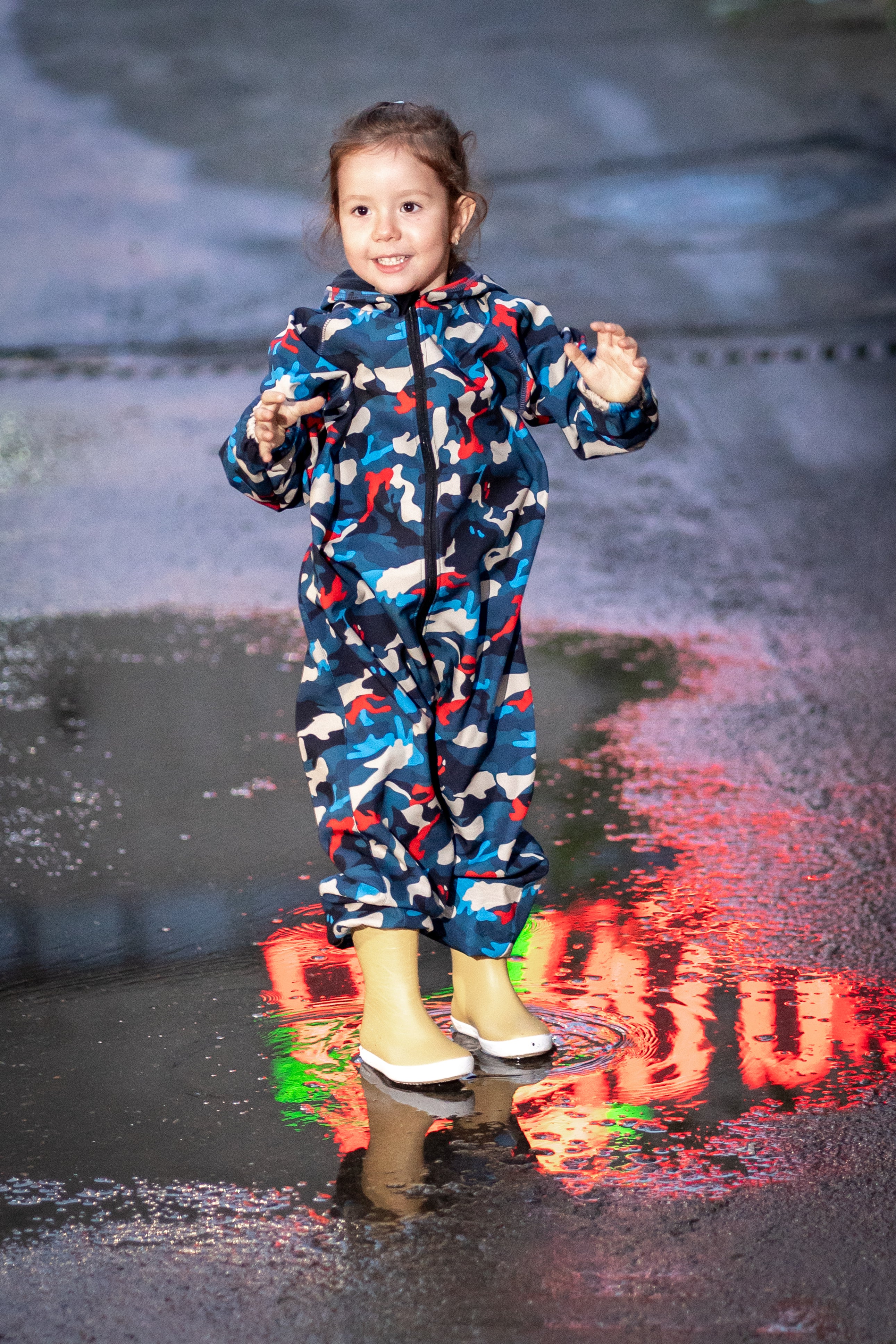 Salopeta copii impermeabila Lozan din softshell Camuflaj