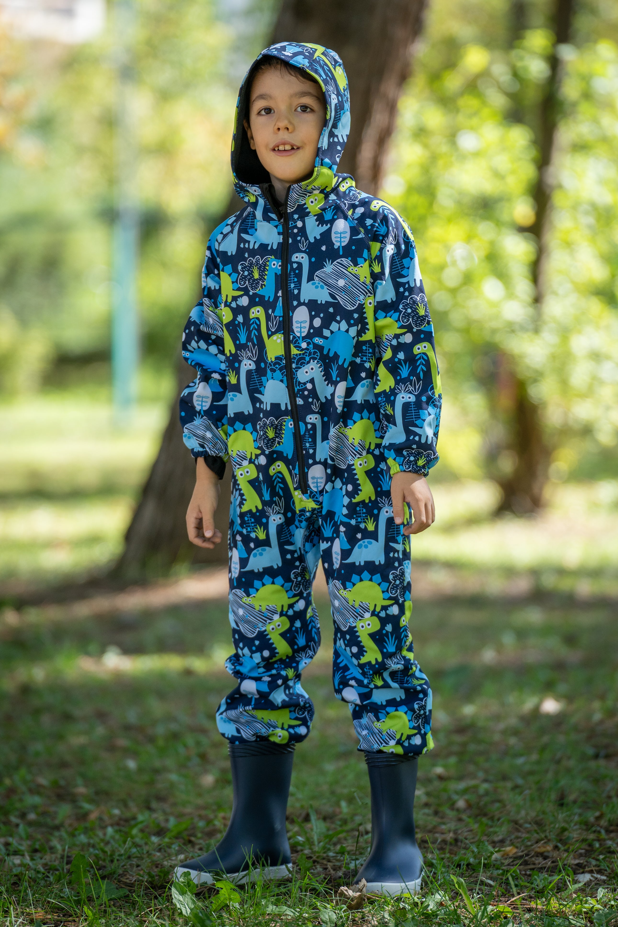 Salopeta copii impermeabila Lozan din softshell Dinozauri