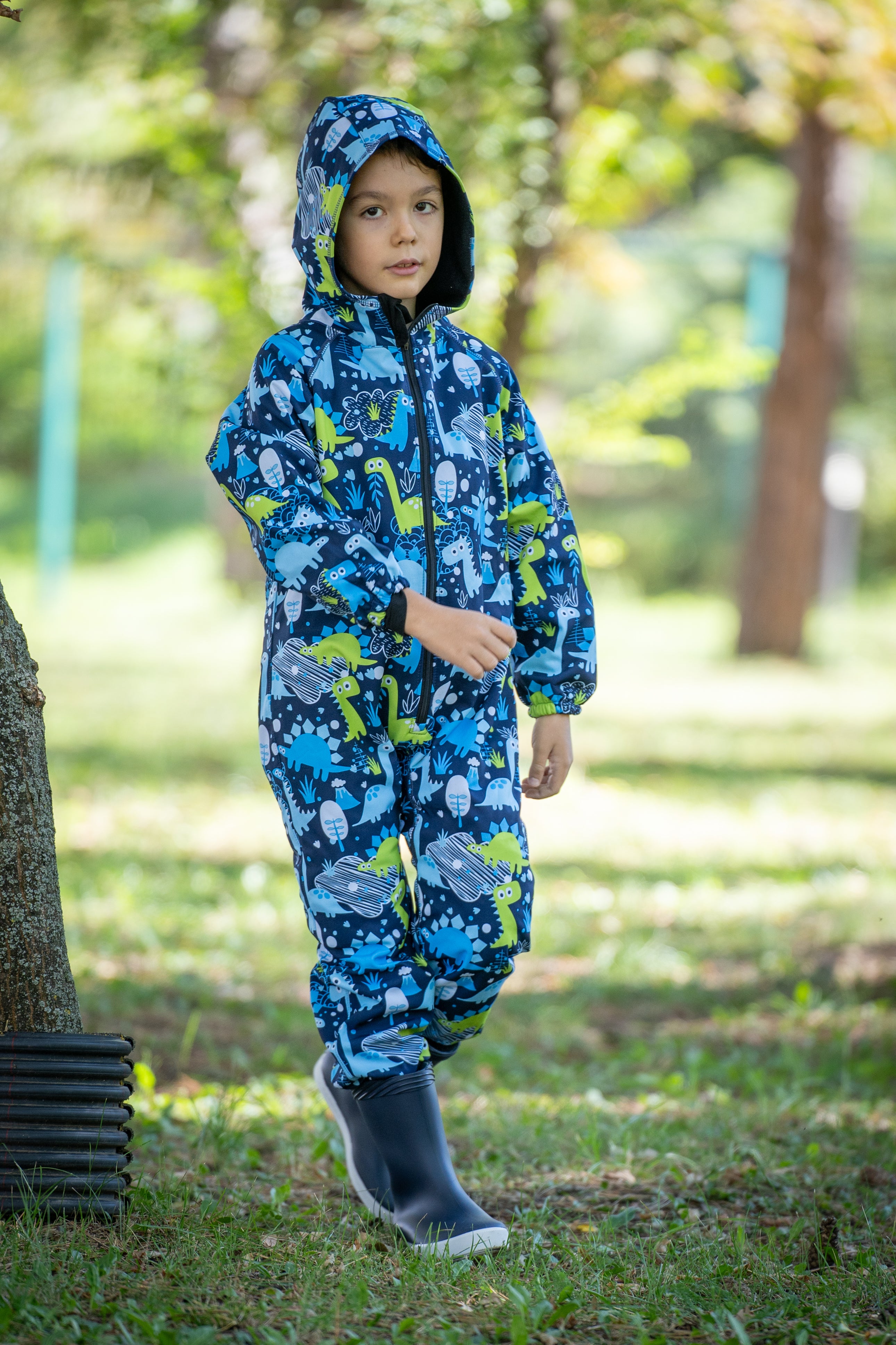 Salopeta copii impermeabila Lozan din softshell Dinozauri