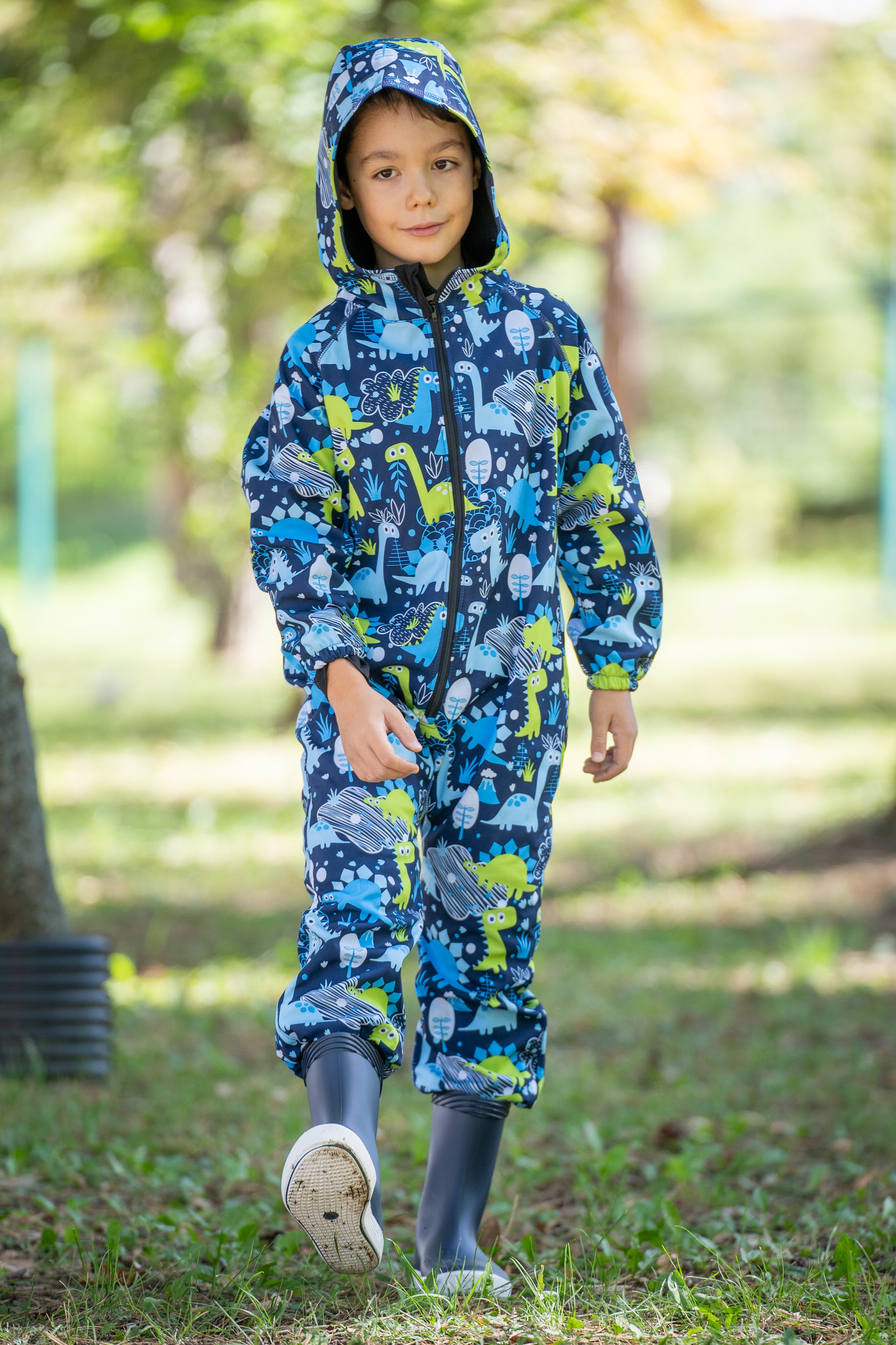 Salopeta copii impermeabila Lozan din softshell Dinozauri
