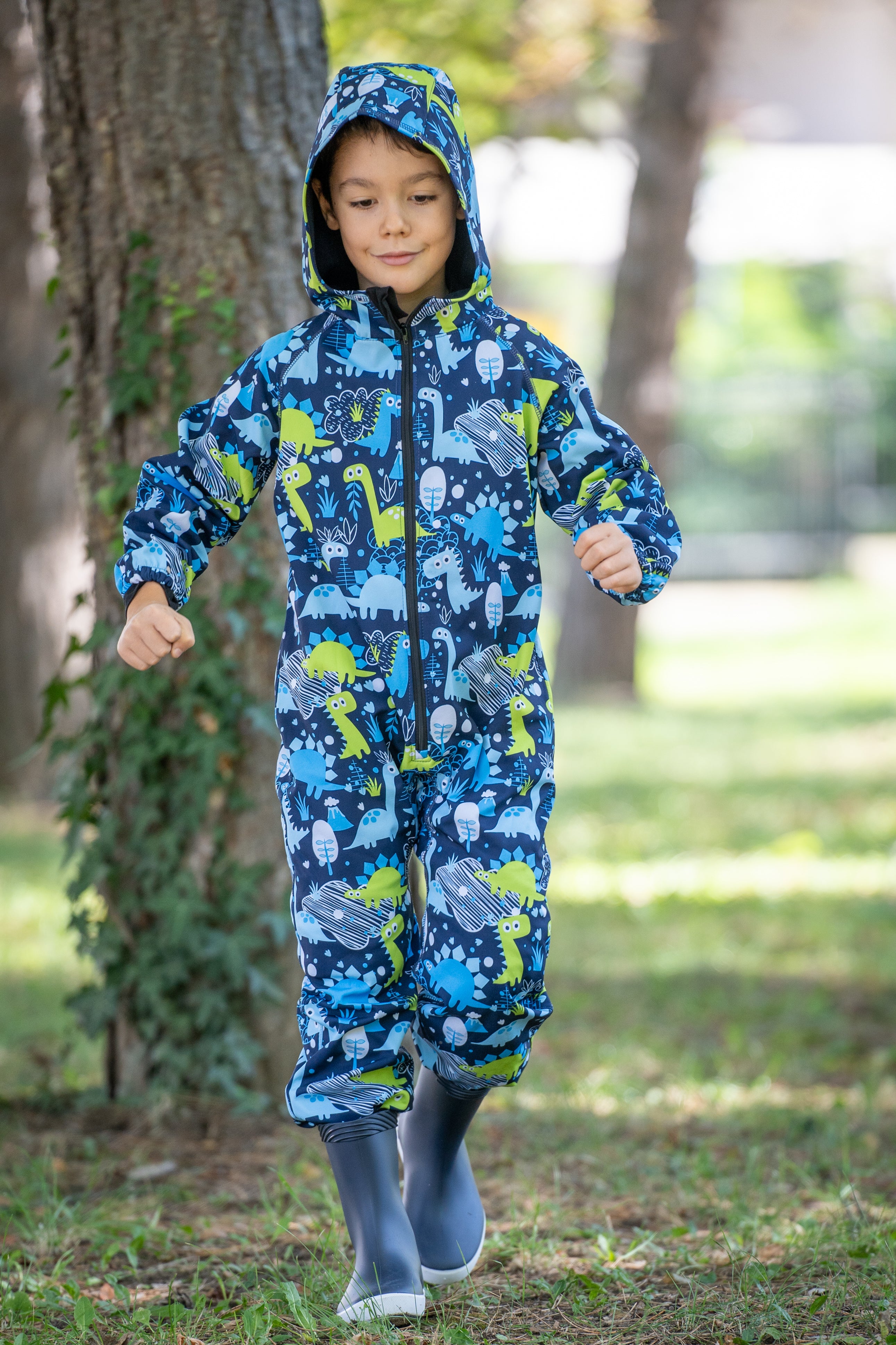 Salopeta copii impermeabila Lozan din softshell Dinozauri