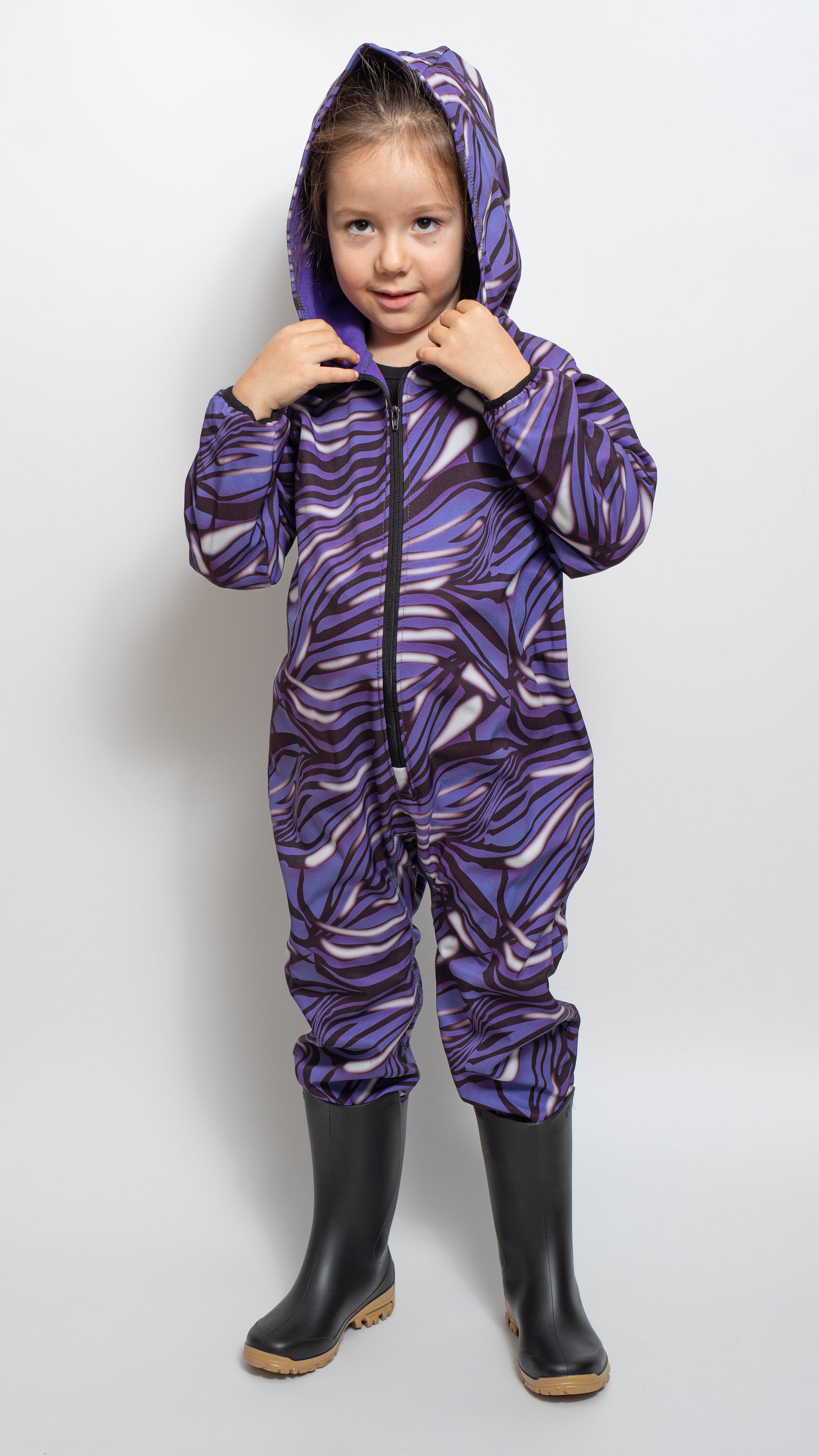 Salopeta copii impermeabila Lozan din softshell Zebra