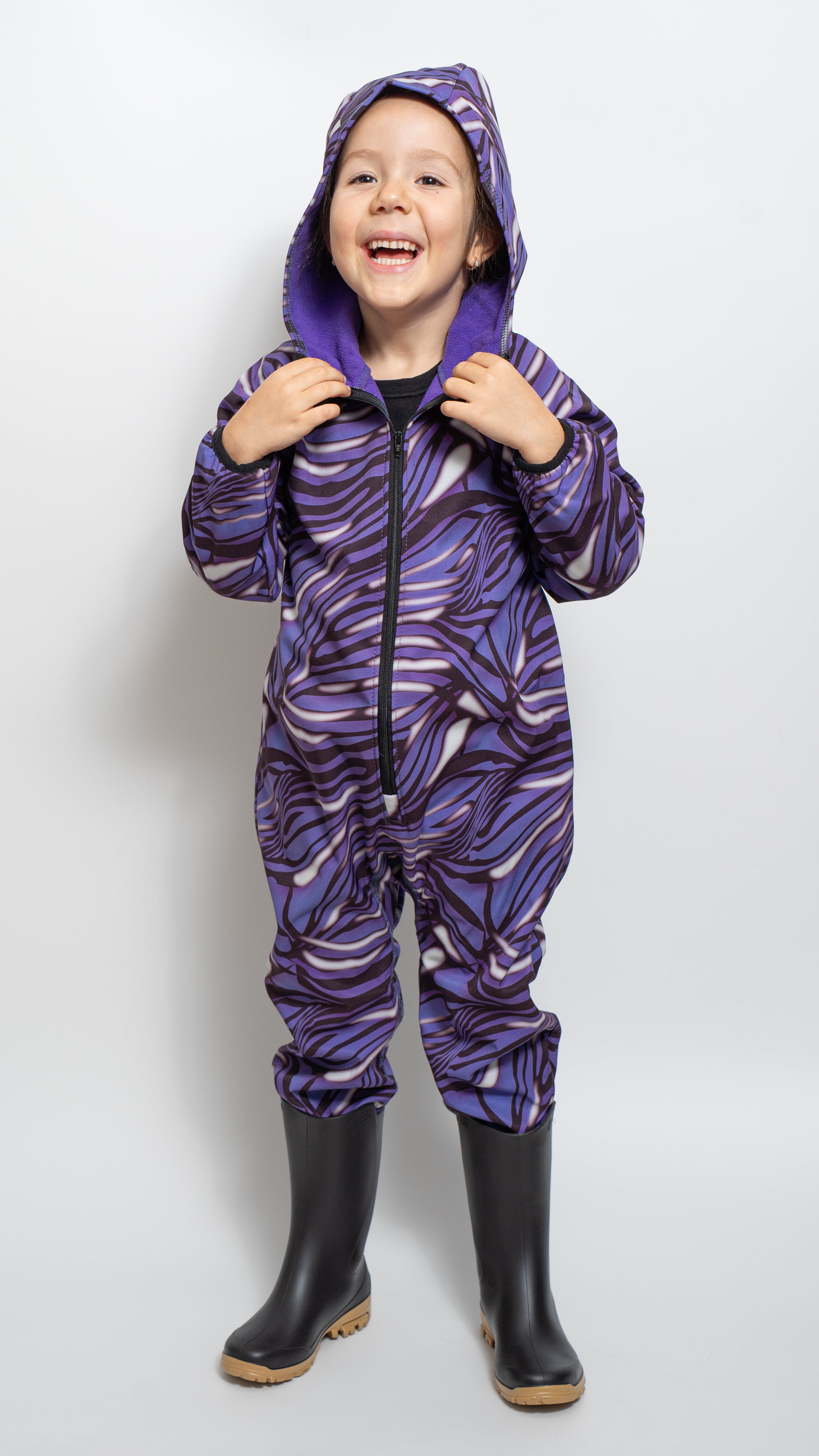 Salopeta copii impermeabila Lozan din softshell Zebra