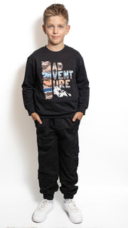 Bluză pentru băieți “Adventure” din bumbac Negru