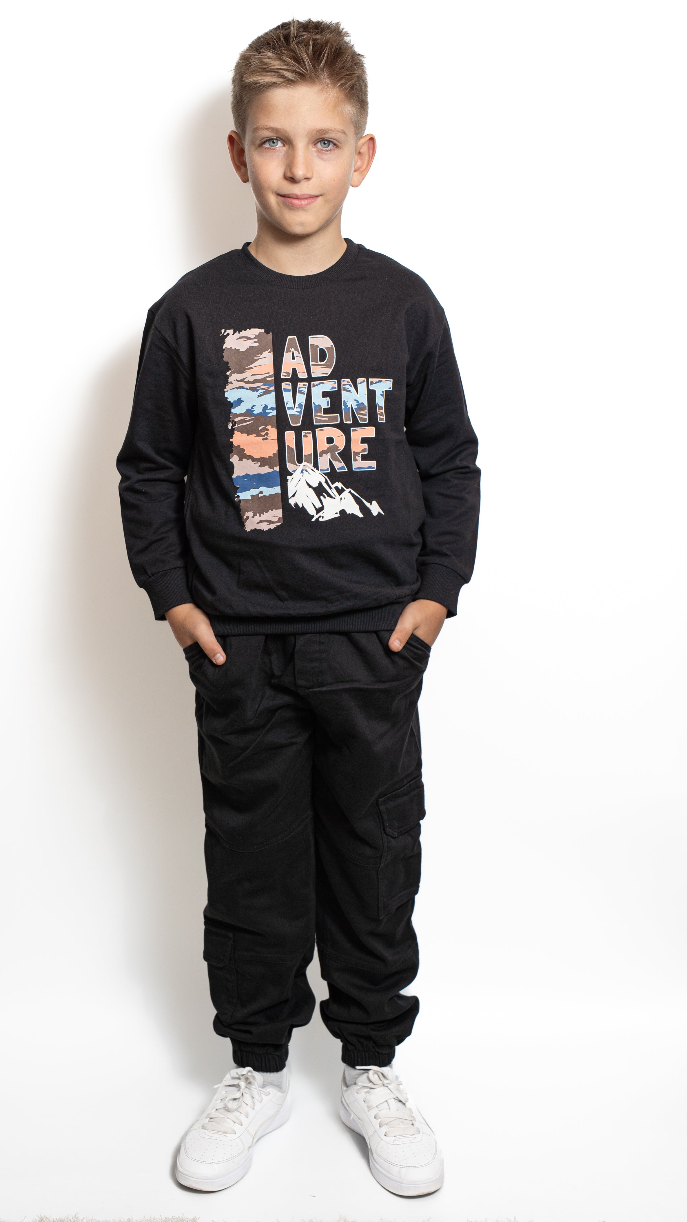 Bluză pentru băieți “Adventure” din bumbac Negru