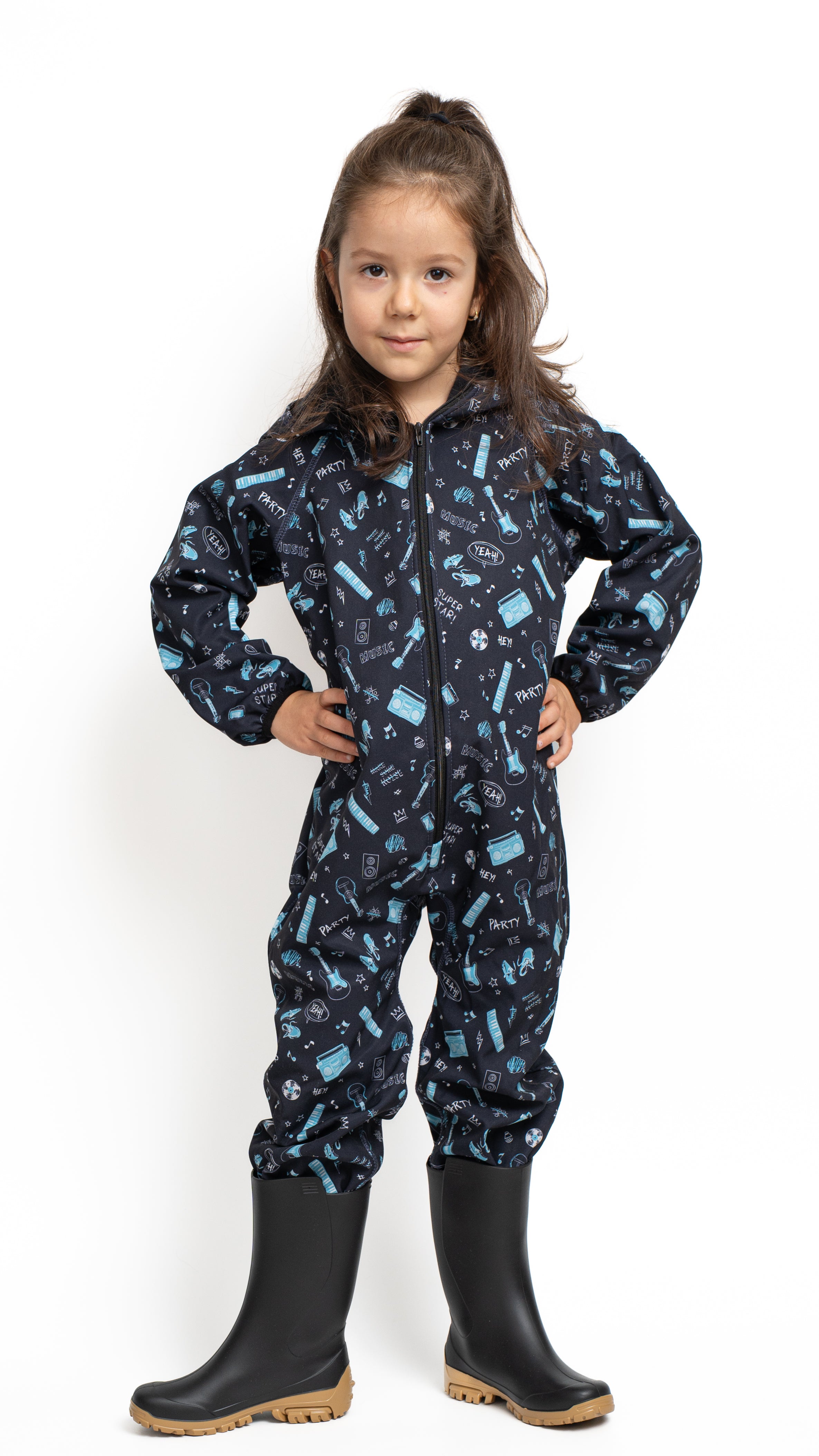 Salopeta copii impermeabila Lozan din softshell Chitare