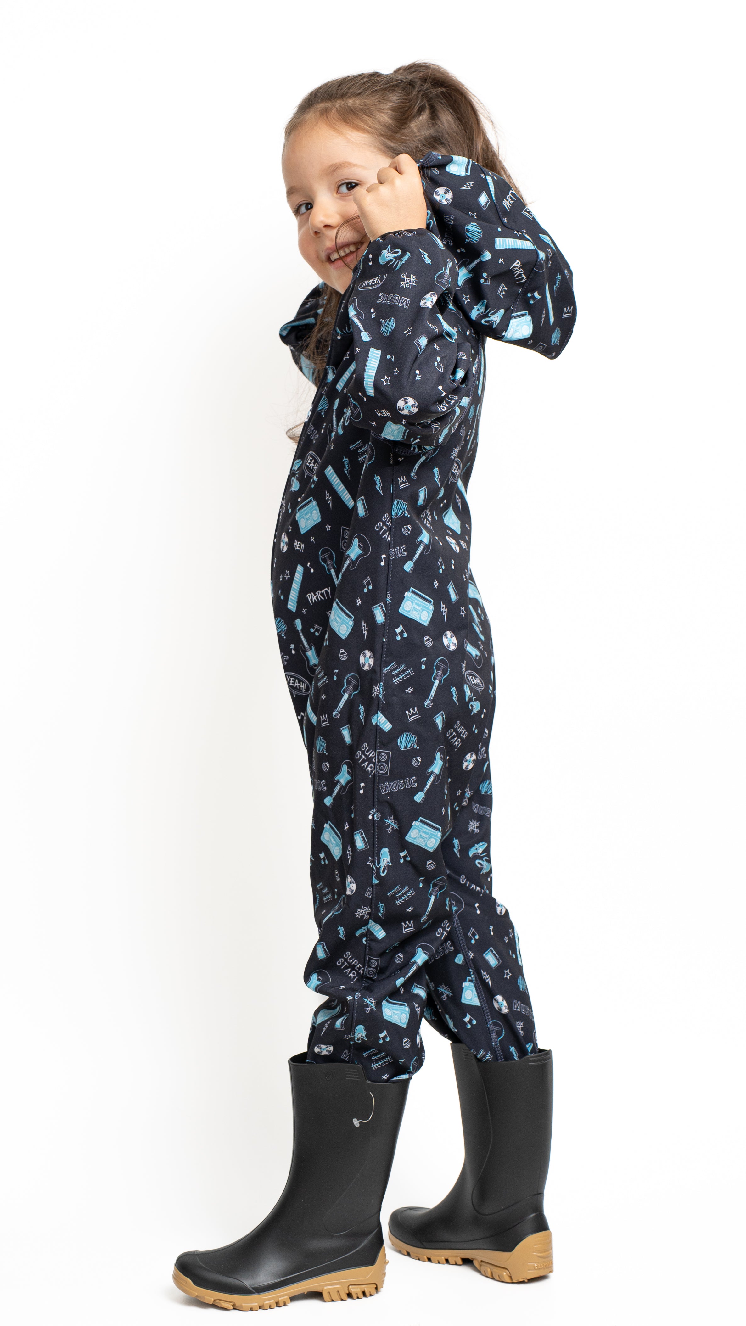 Salopeta copii impermeabila Lozan din softshell Chitare