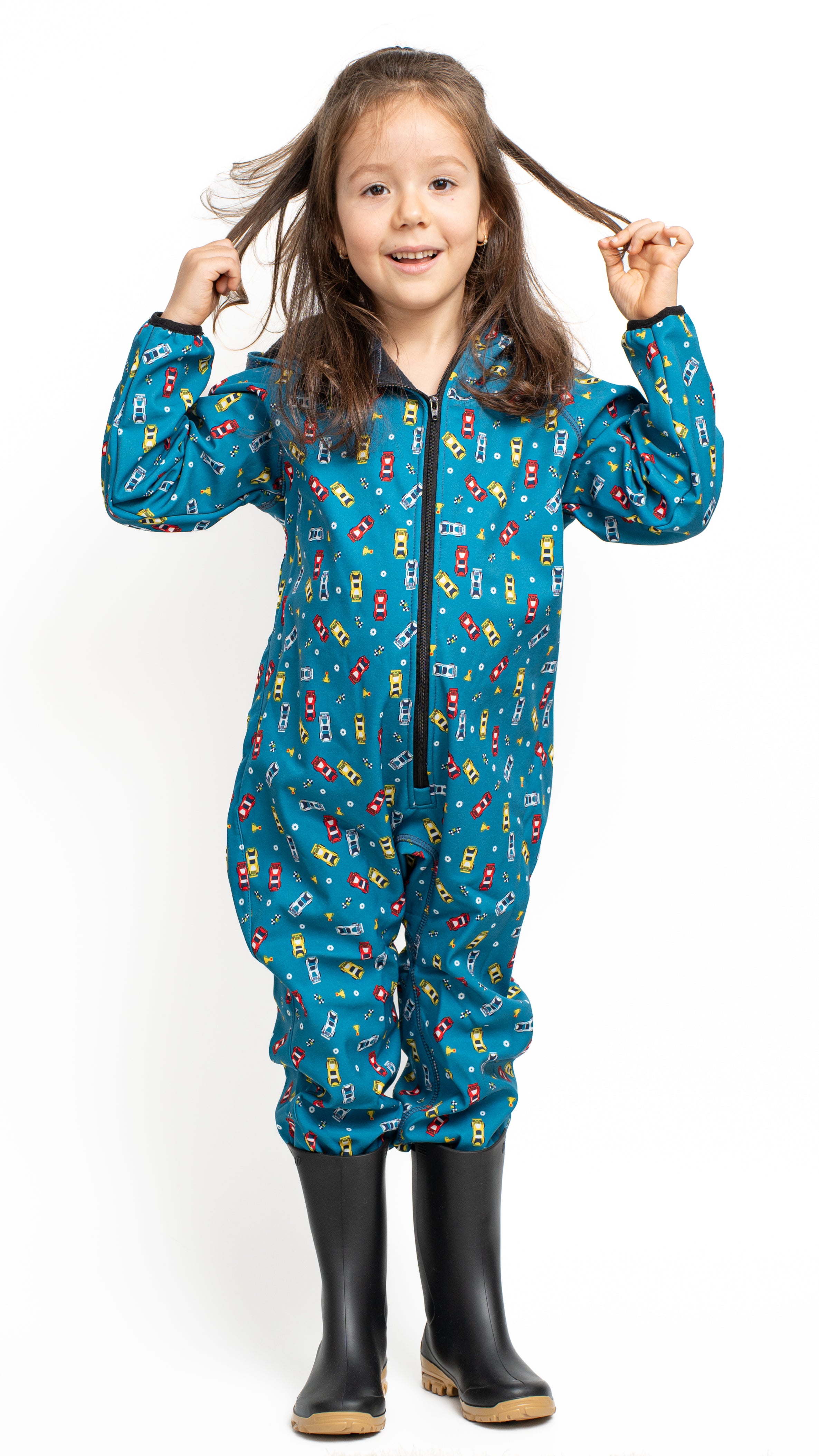 Salopeta copii impermeabila Lozan din softshell Masinute