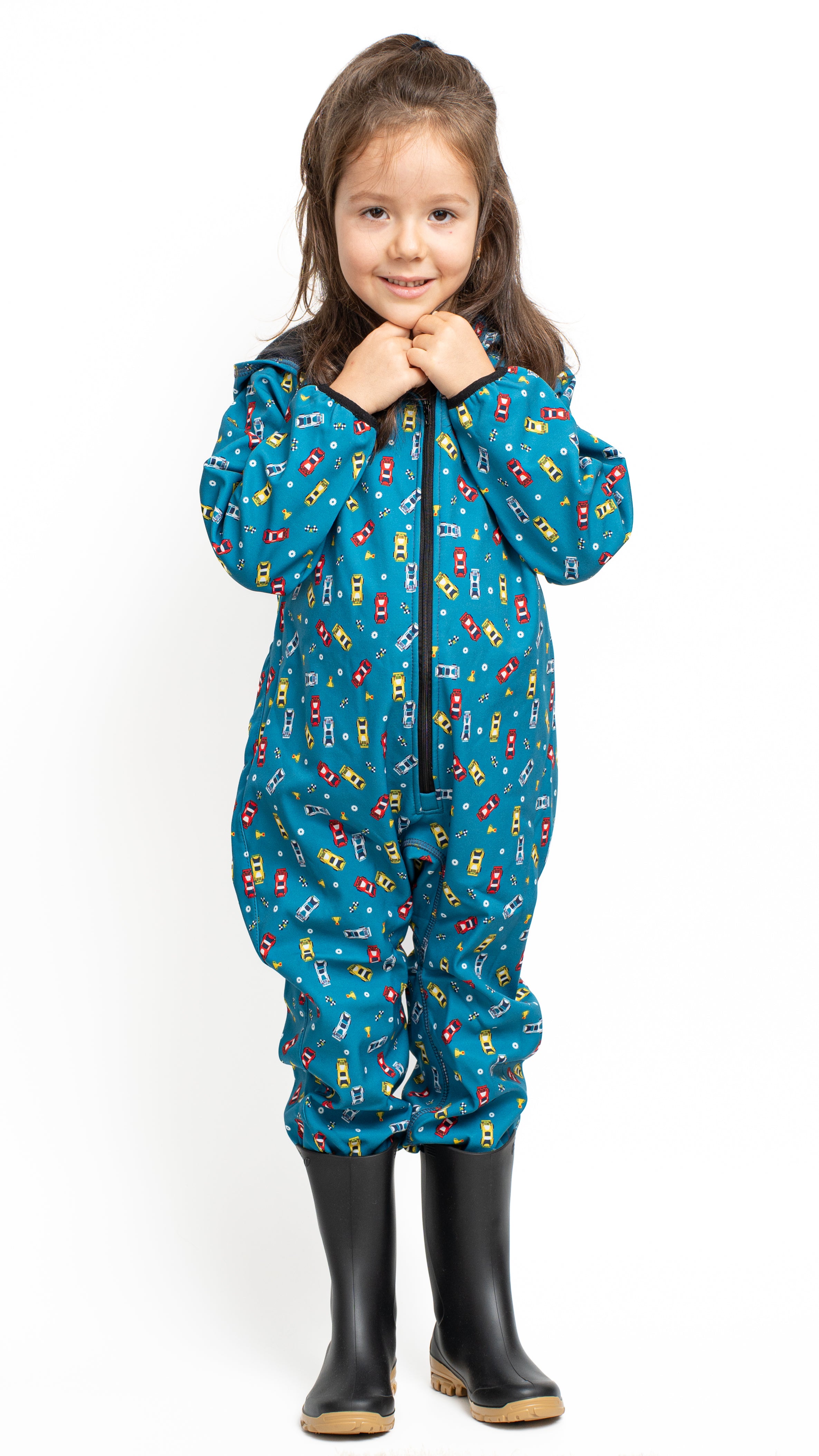 Salopeta copii impermeabila Lozan din softshell Masinute