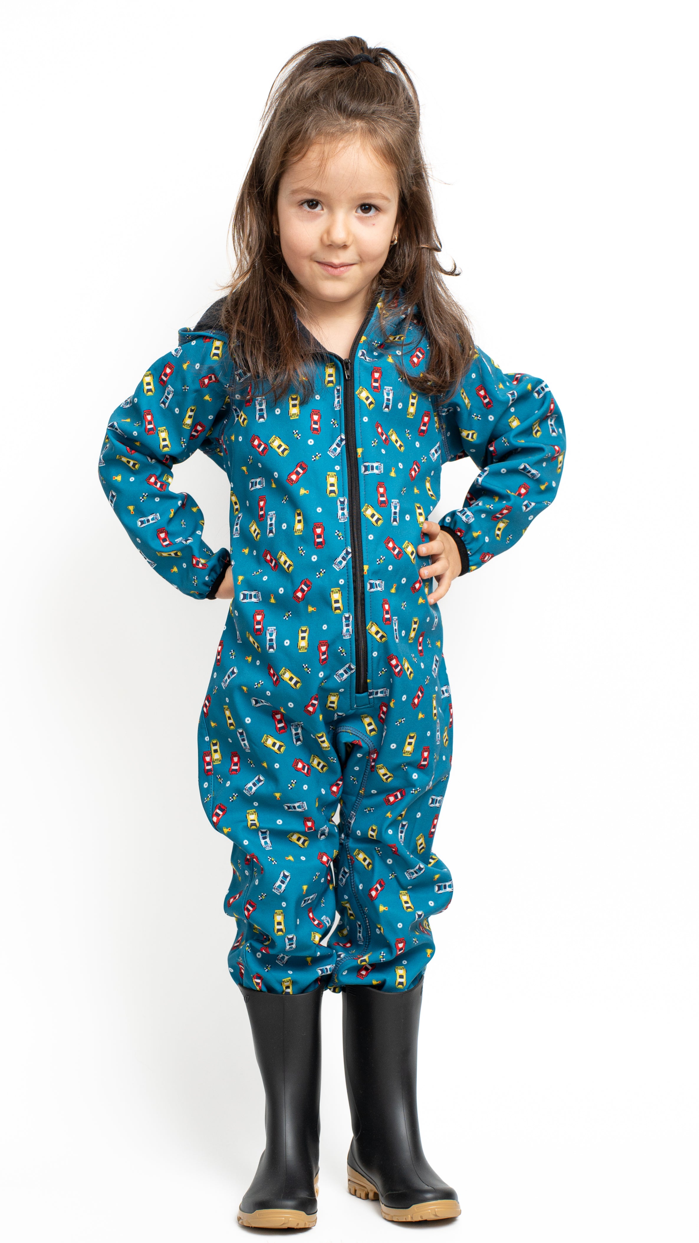 Salopeta copii impermeabila Lozan din softshell Masinute