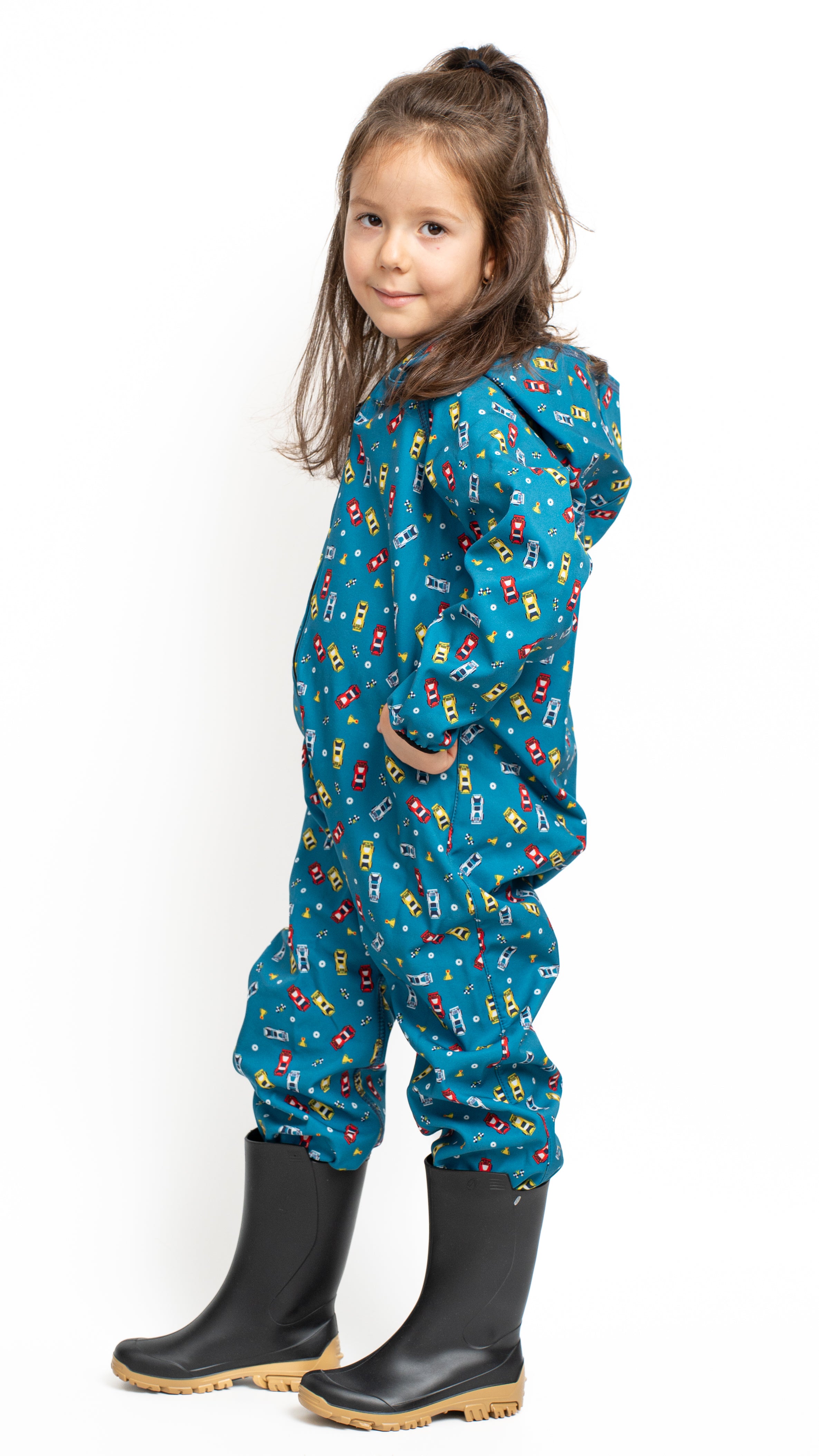 Salopeta copii impermeabila Lozan din softshell Masinute