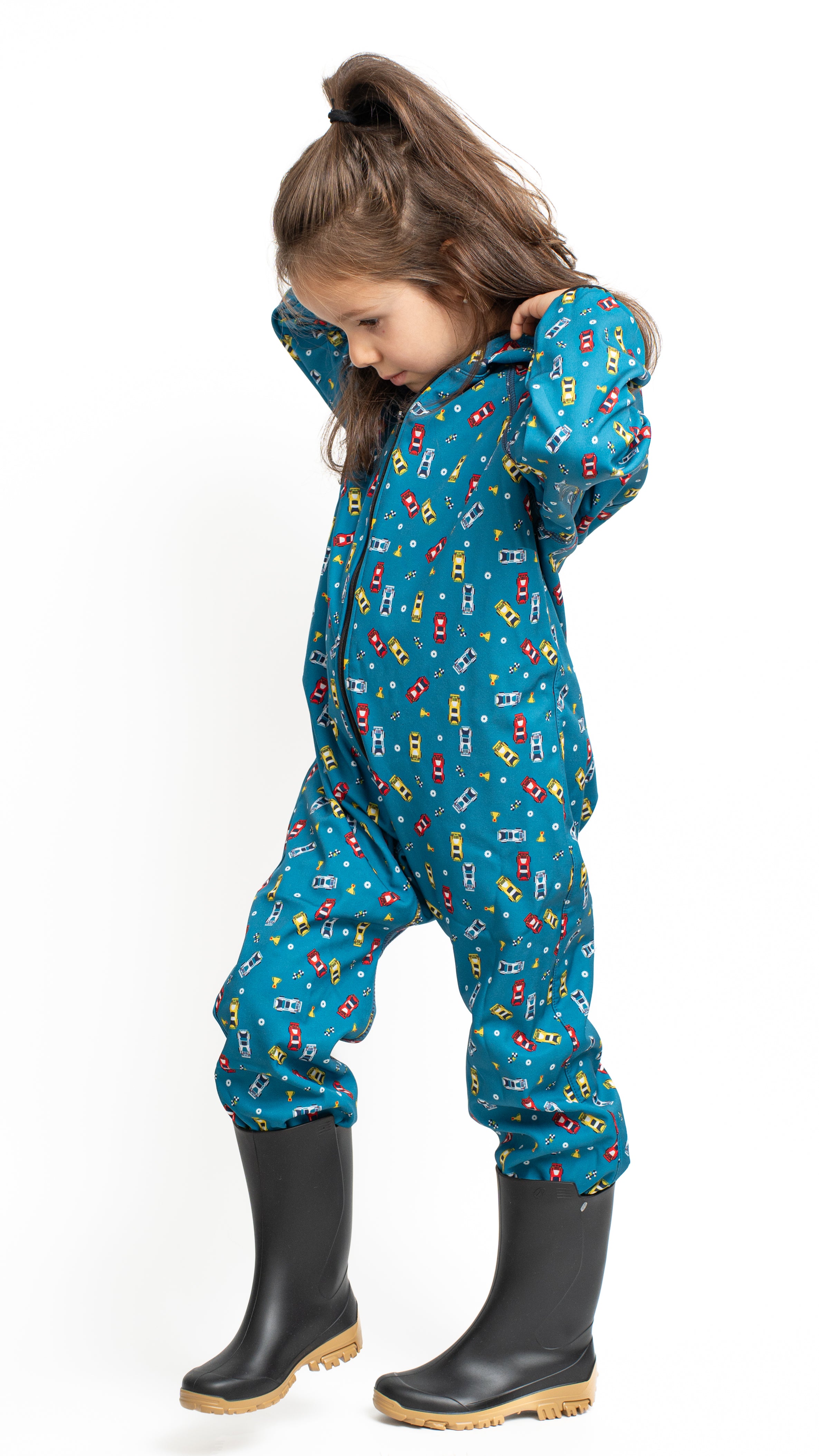 Salopeta copii impermeabila Lozan din softshell Masinute