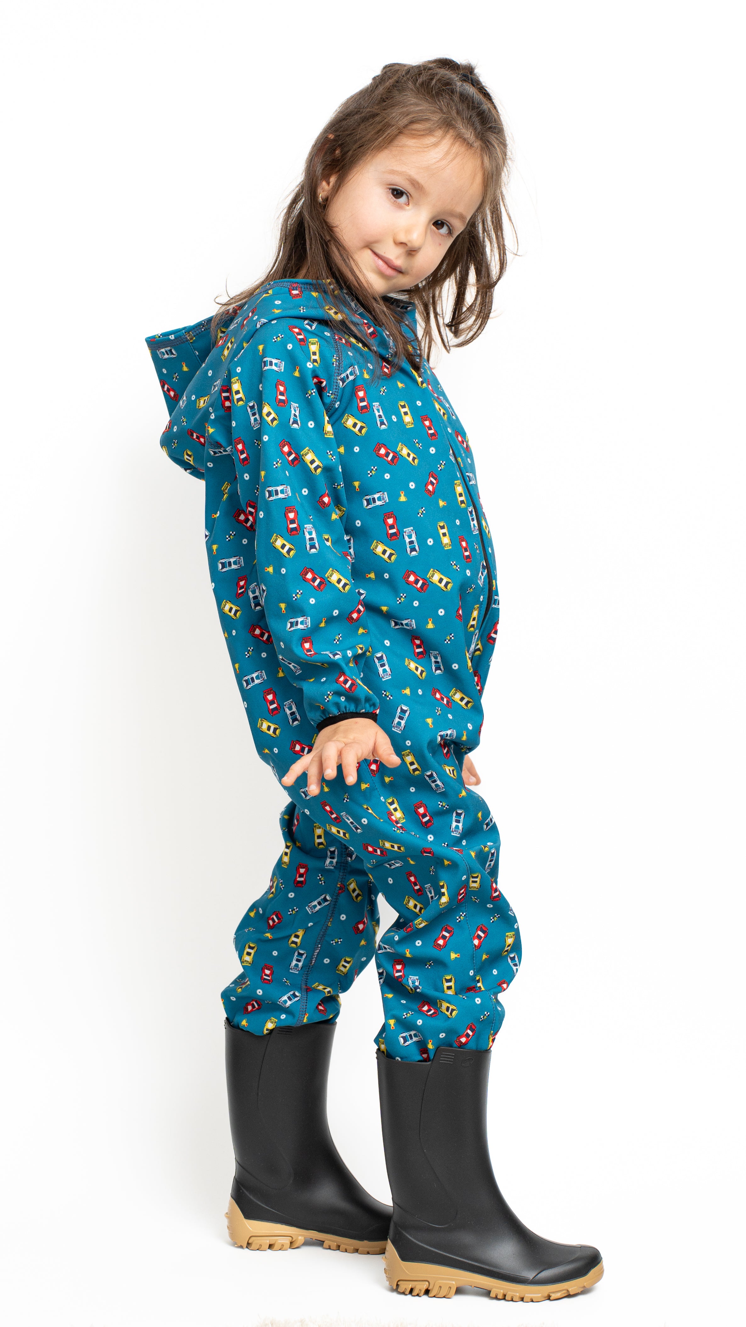 Salopeta copii impermeabila Lozan din softshell Masinute