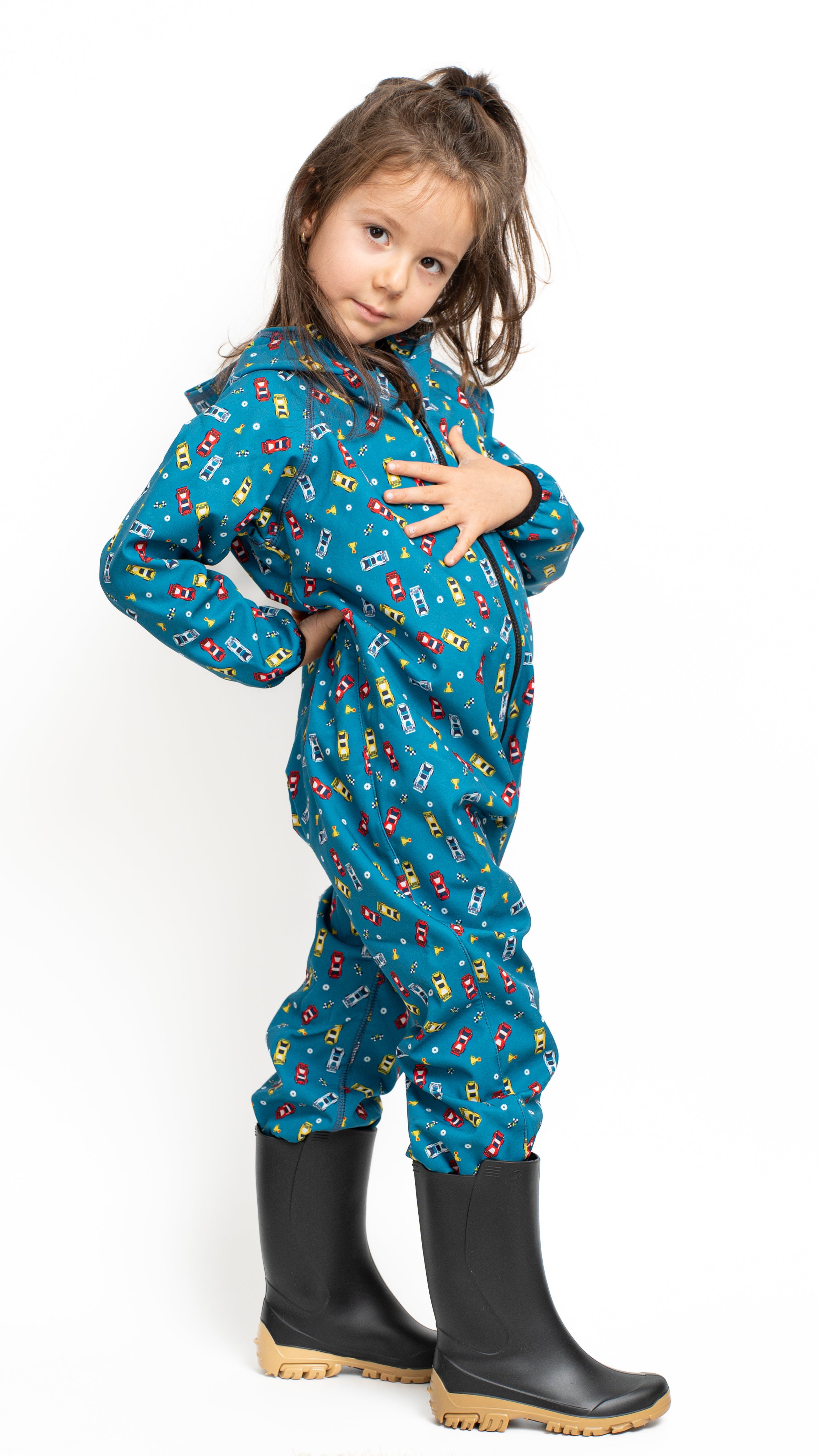 Salopeta copii impermeabila Lozan din softshell Masinute