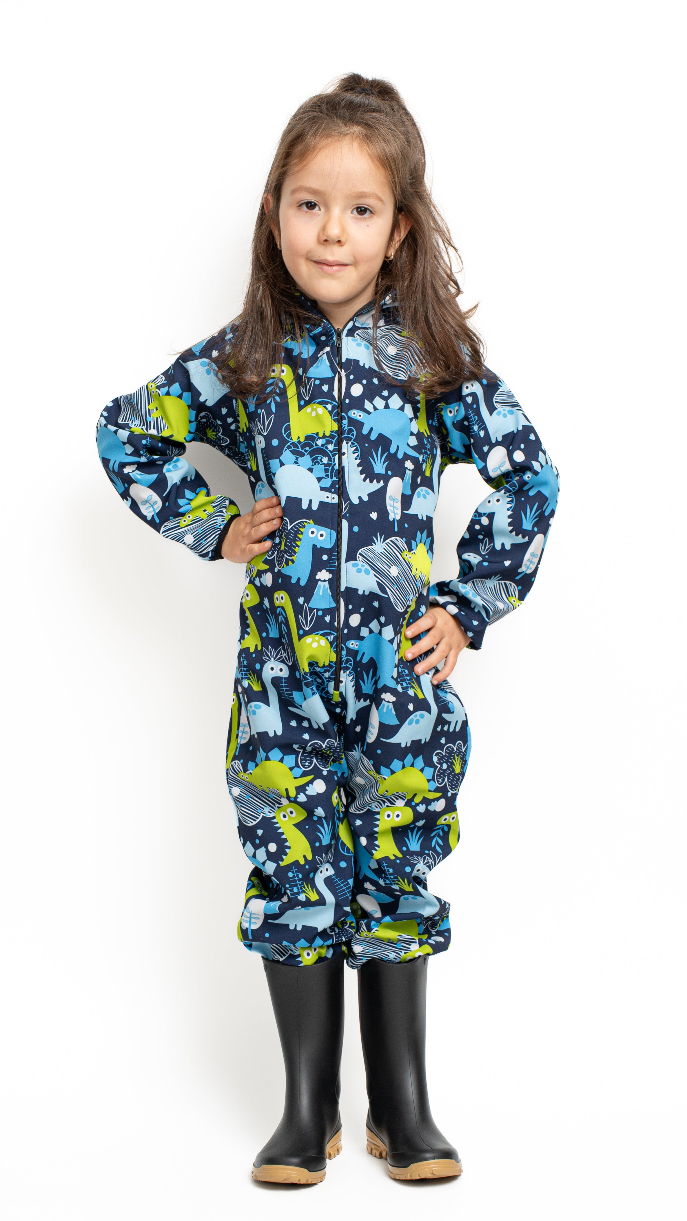 Salopeta copii impermeabila Lozan din softshell Dinozauri