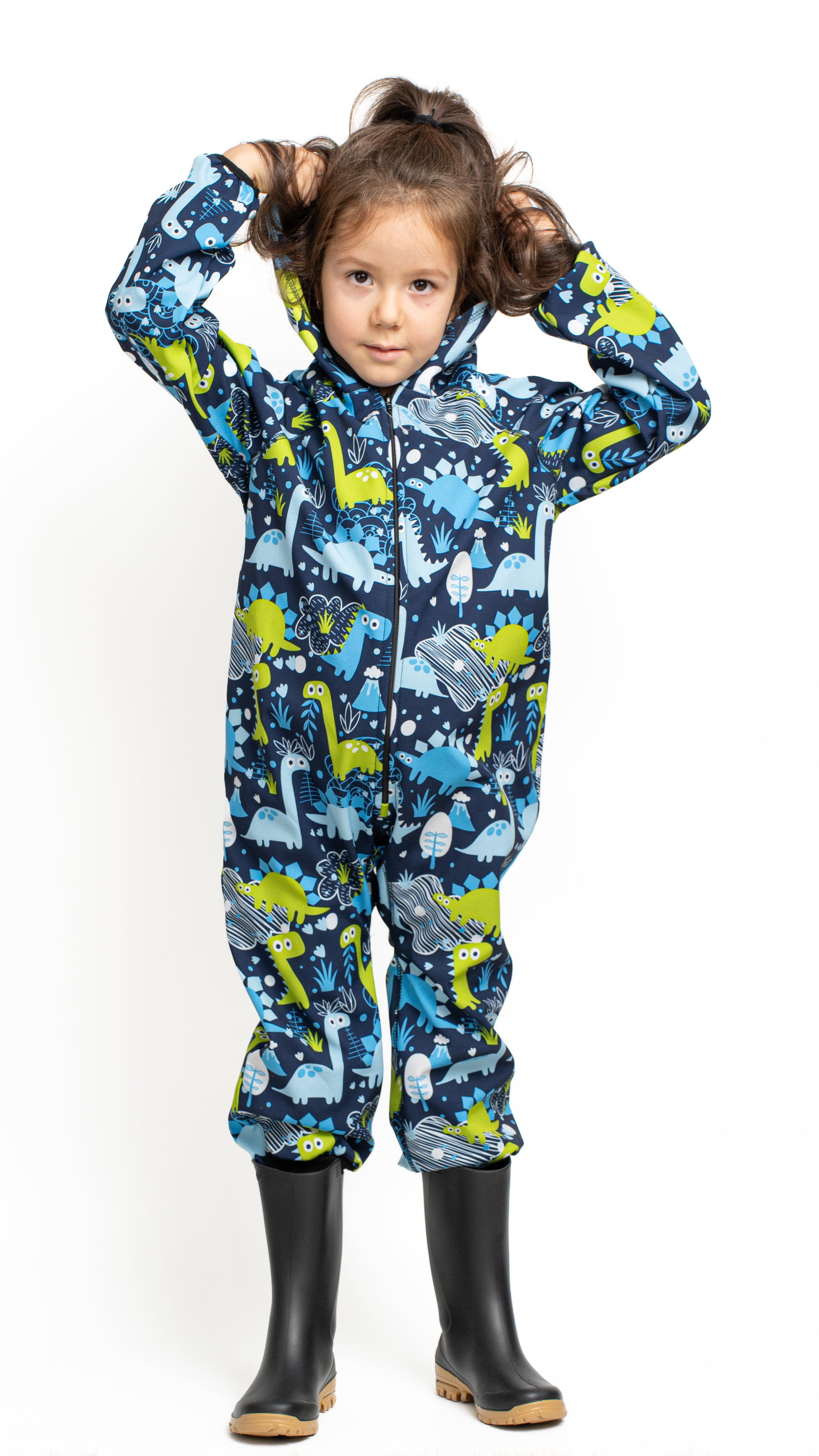 Salopeta copii impermeabila Lozan din softshell Dinozauri