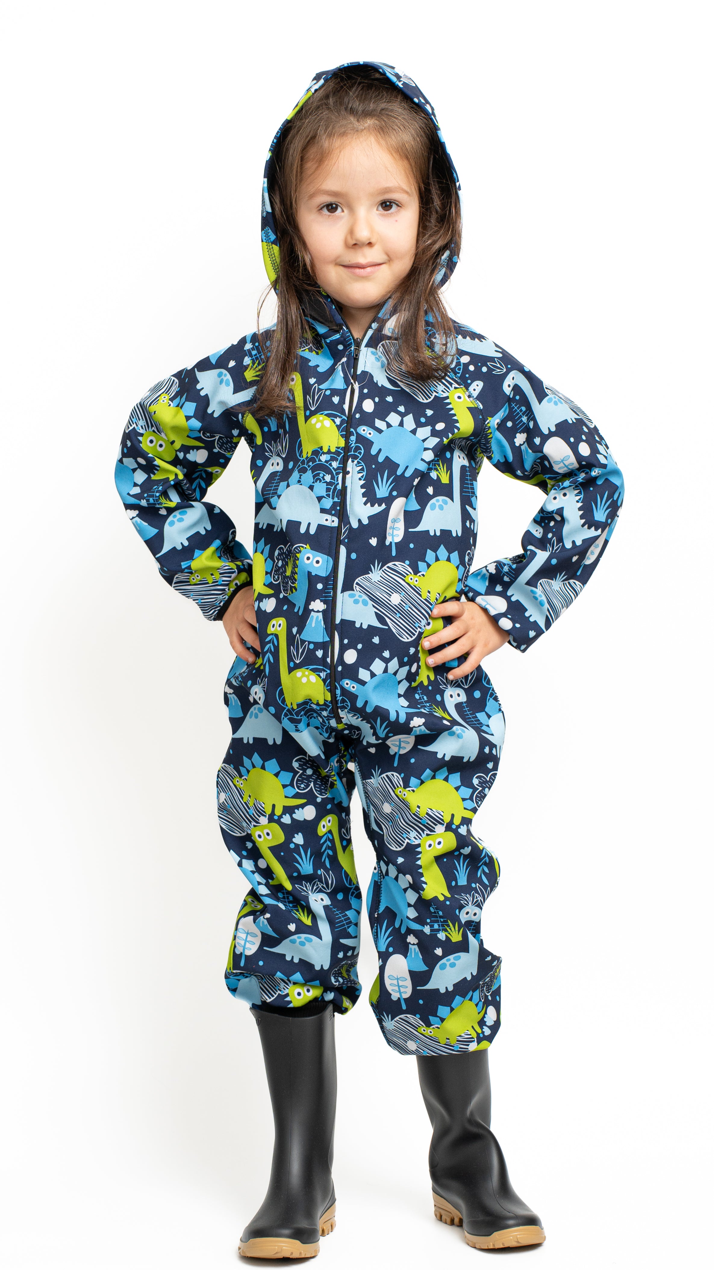 Salopeta copii impermeabila Lozan din softshell Dinozauri