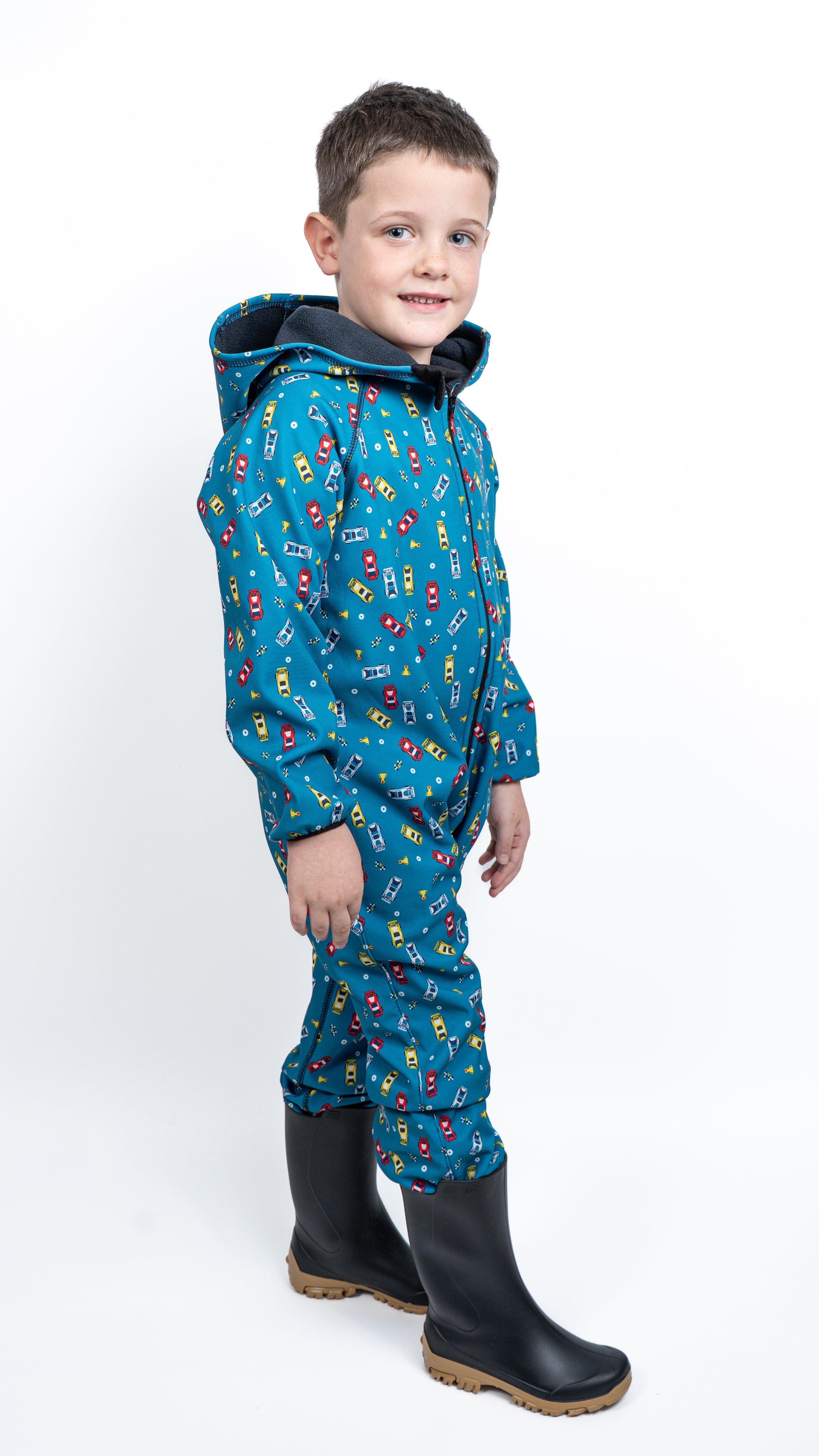 Salopeta copii impermeabila Lozan din softshell Masinute