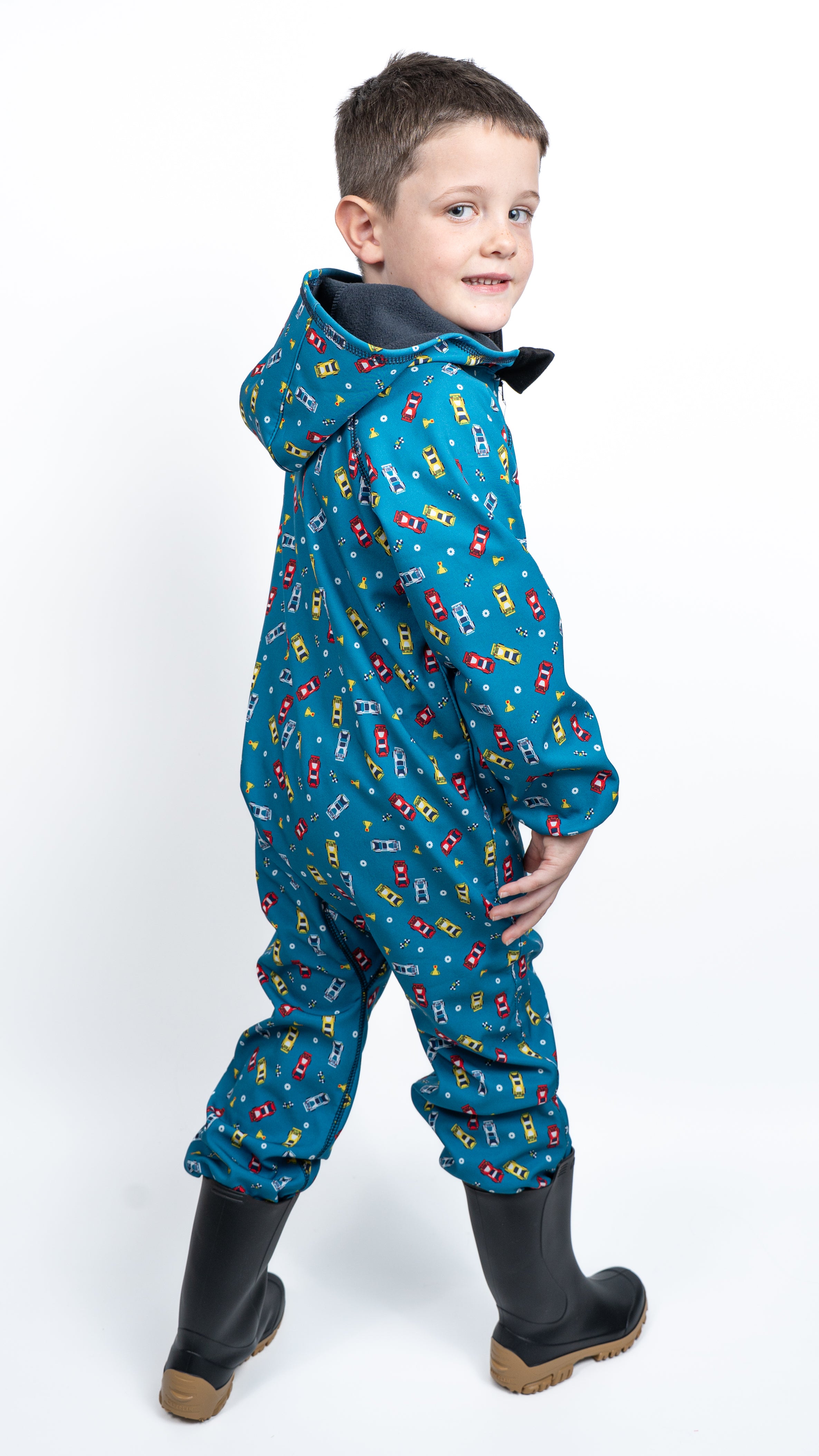 Salopeta copii impermeabila Lozan din softshell Masinute