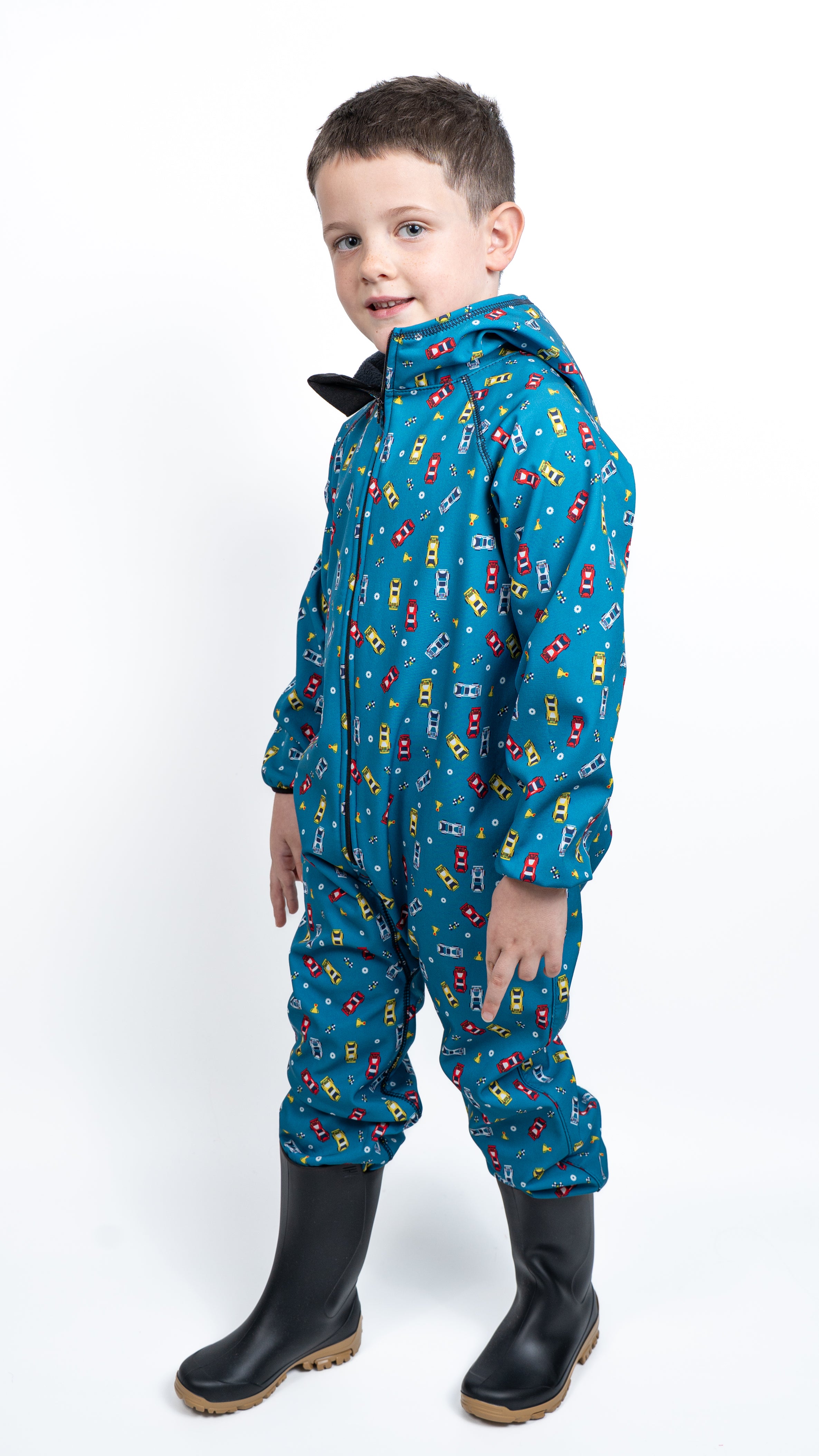 Salopeta copii impermeabila Lozan din softshell Masinute