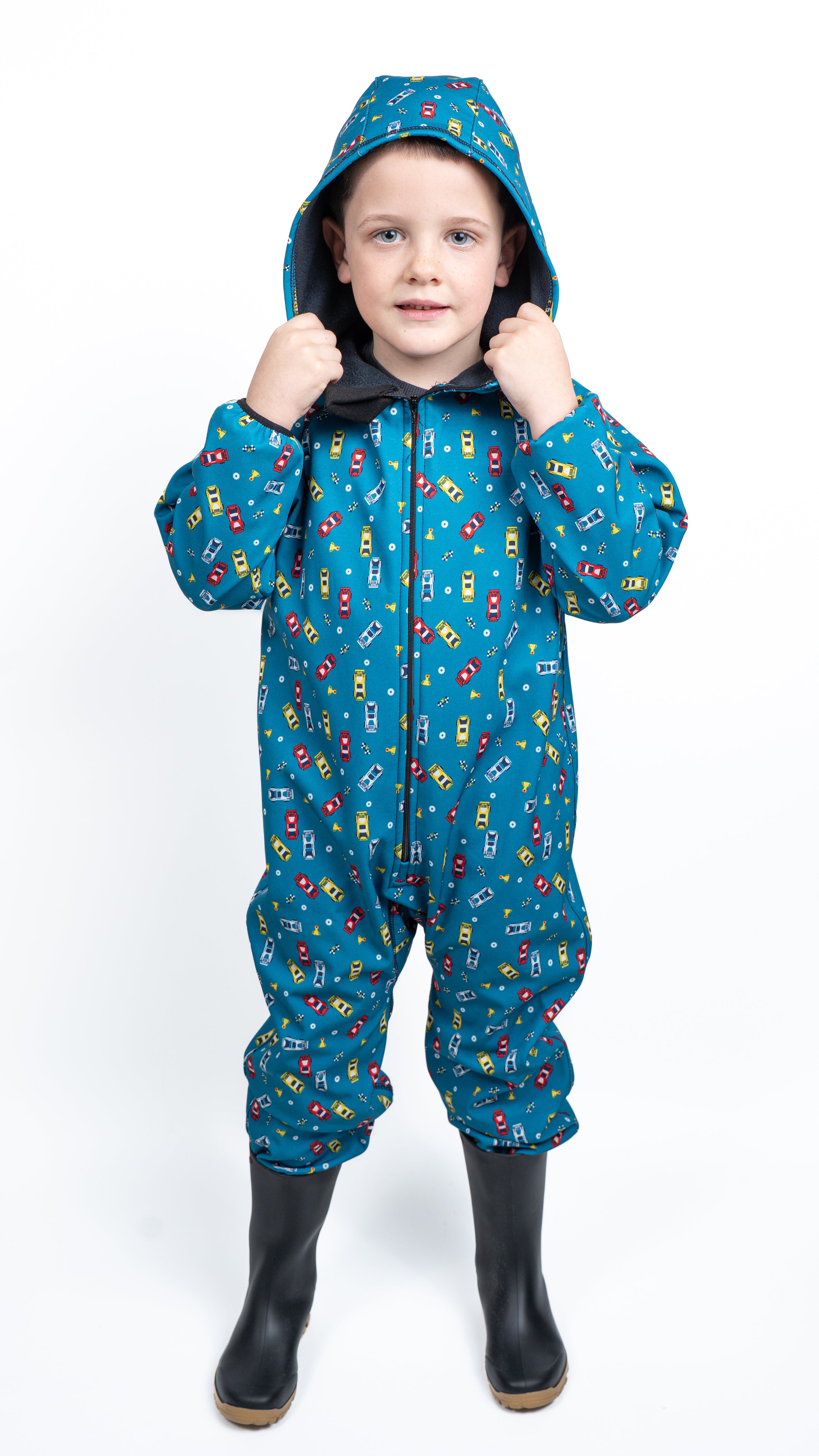 Salopeta copii impermeabila Lozan din softshell Masinute