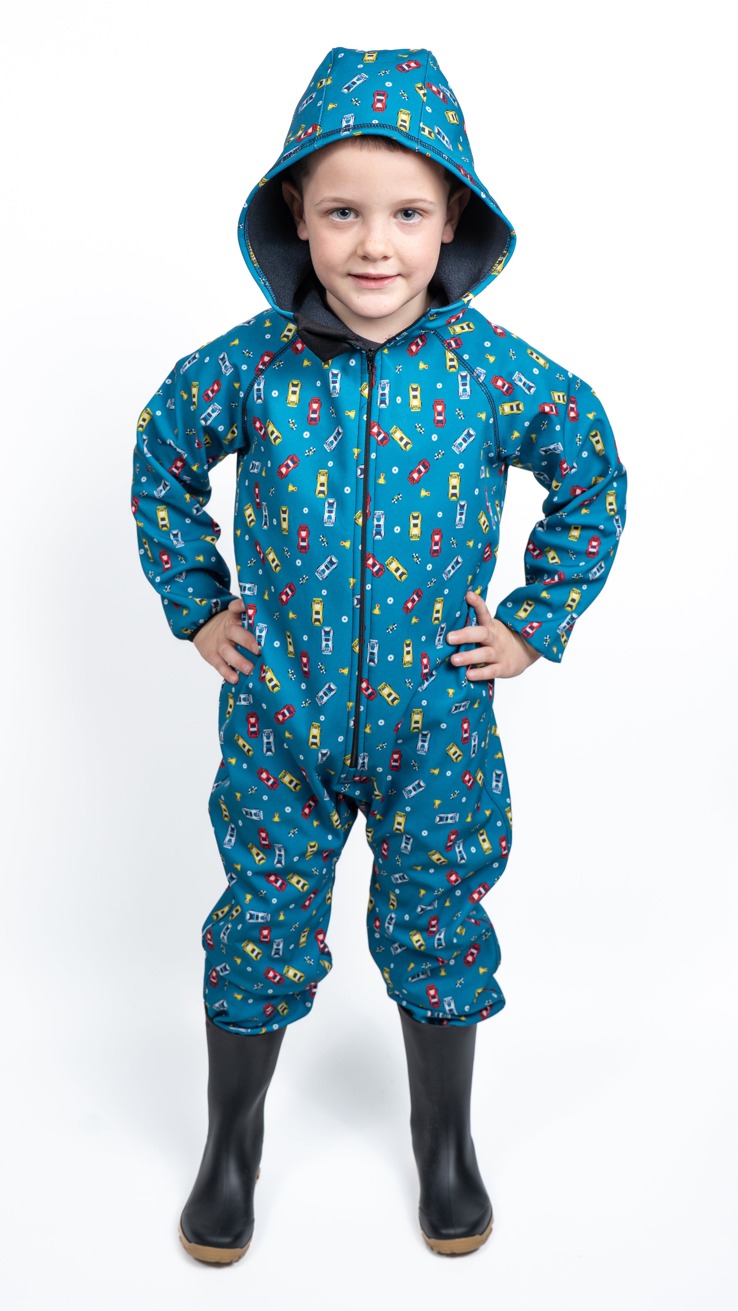 Salopeta copii impermeabila Lozan din softshell Masinute