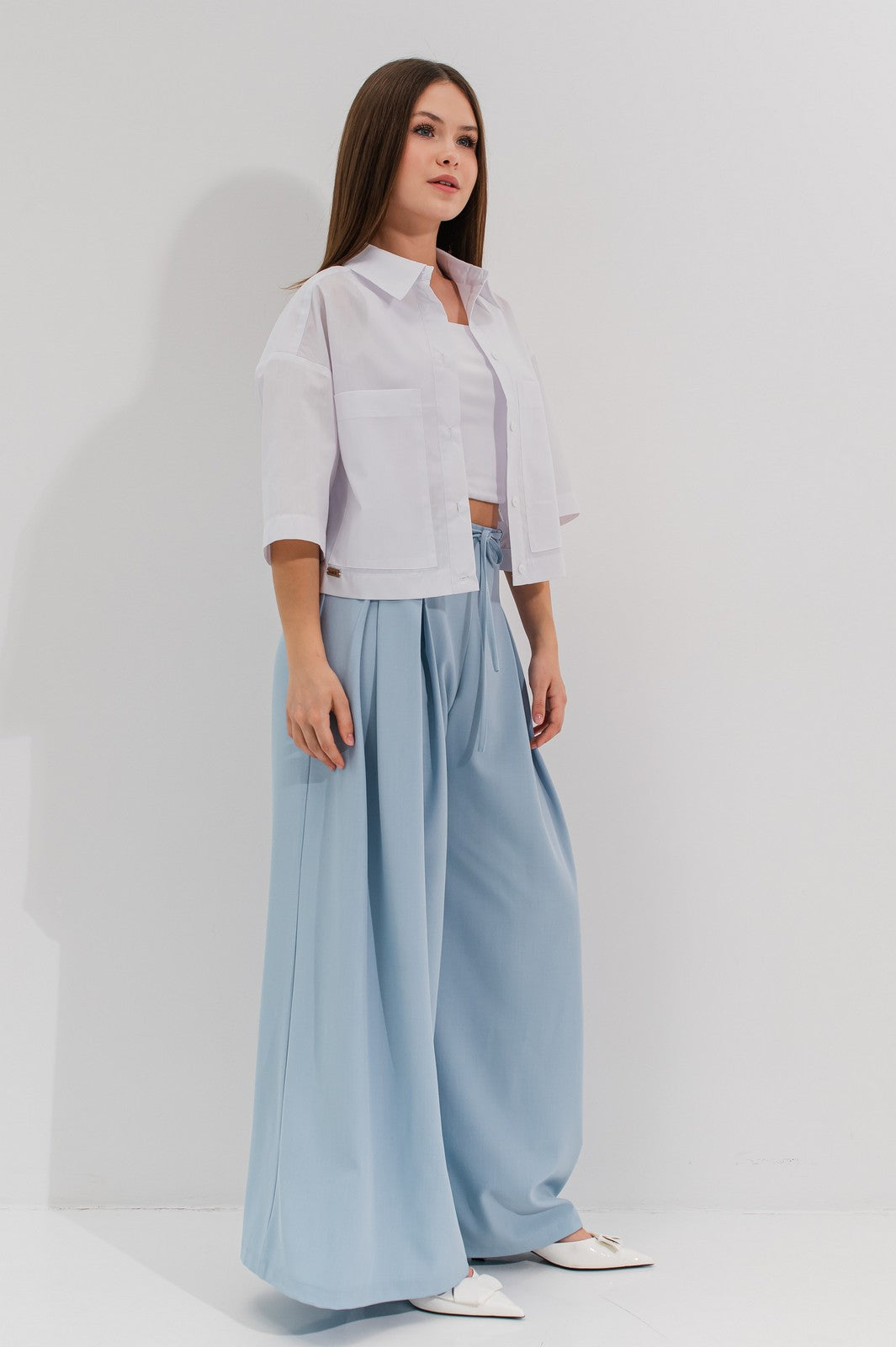 Pantaloni eleganti palazzo Leslie Blue