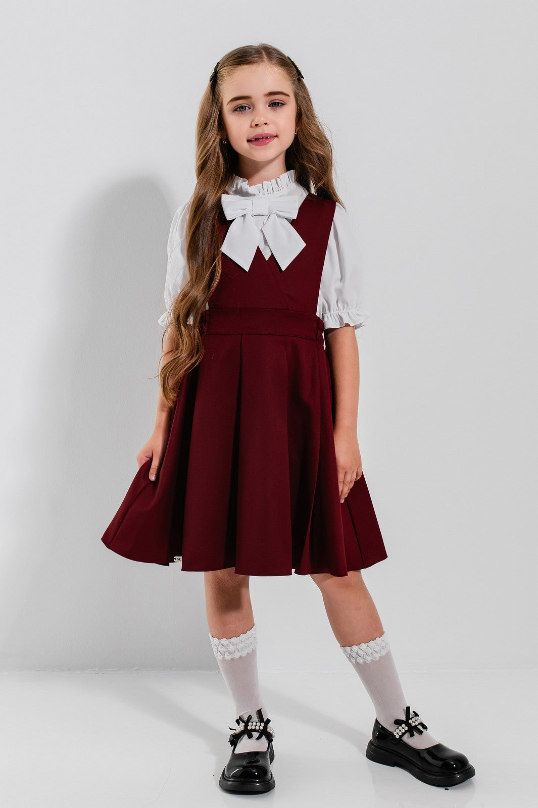 Sarafan scoala Adelaide Burgundy