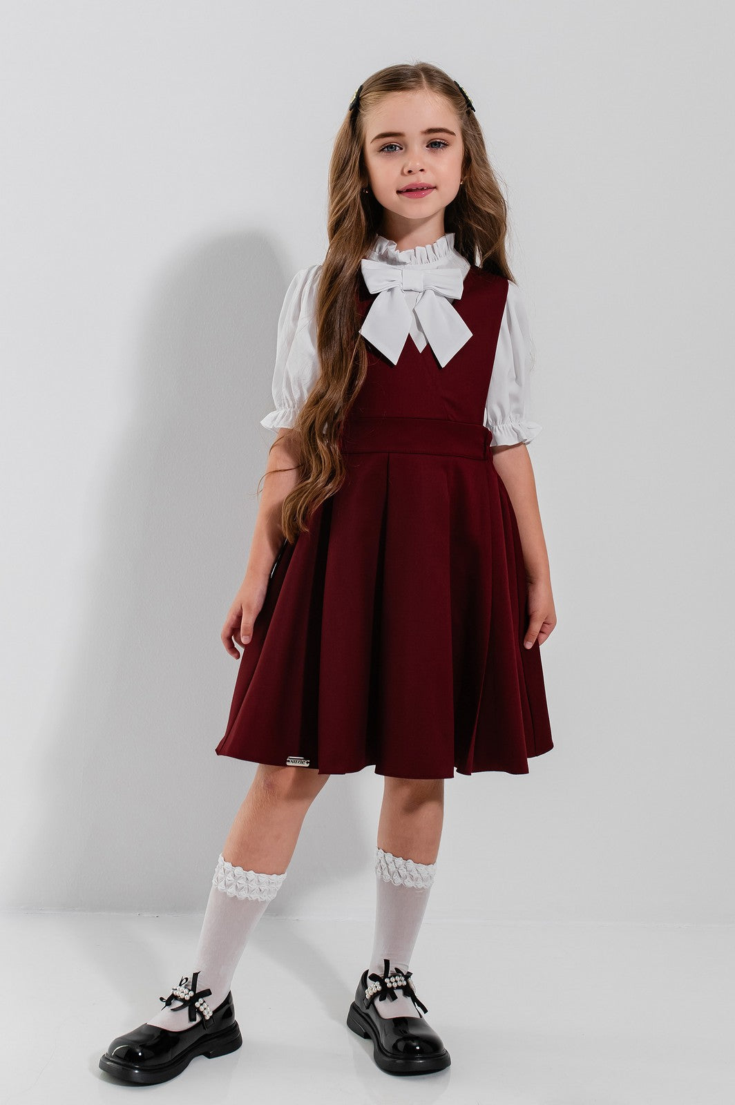 Sarafan scoala Adelaide Burgundy