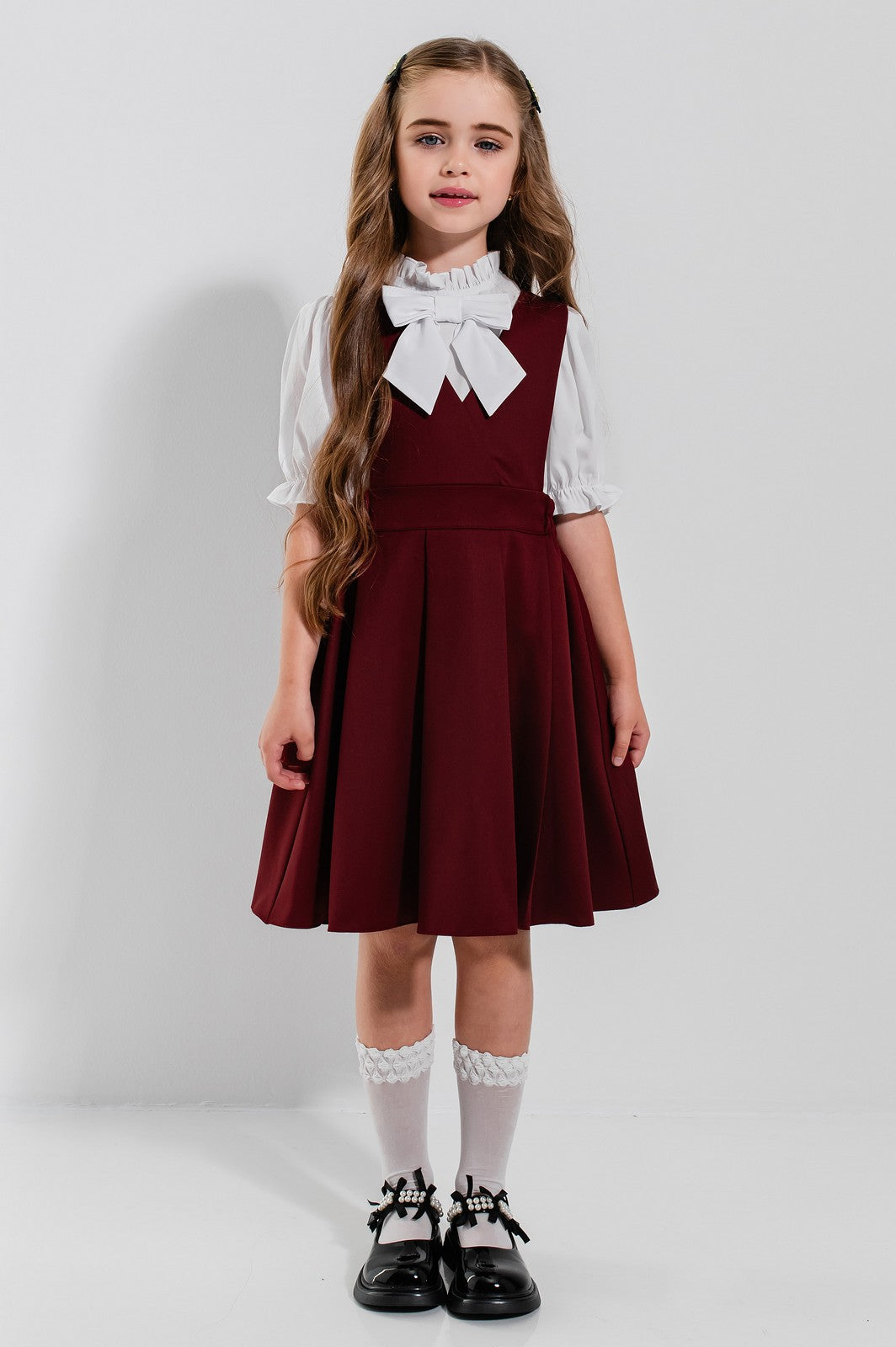 Sarafan scoala Adelaide Burgundy