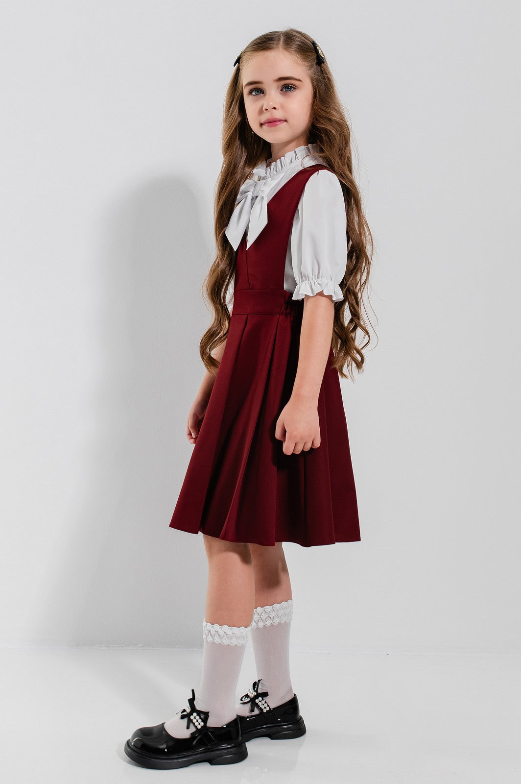 Sarafan scoala Adelaide Burgundy