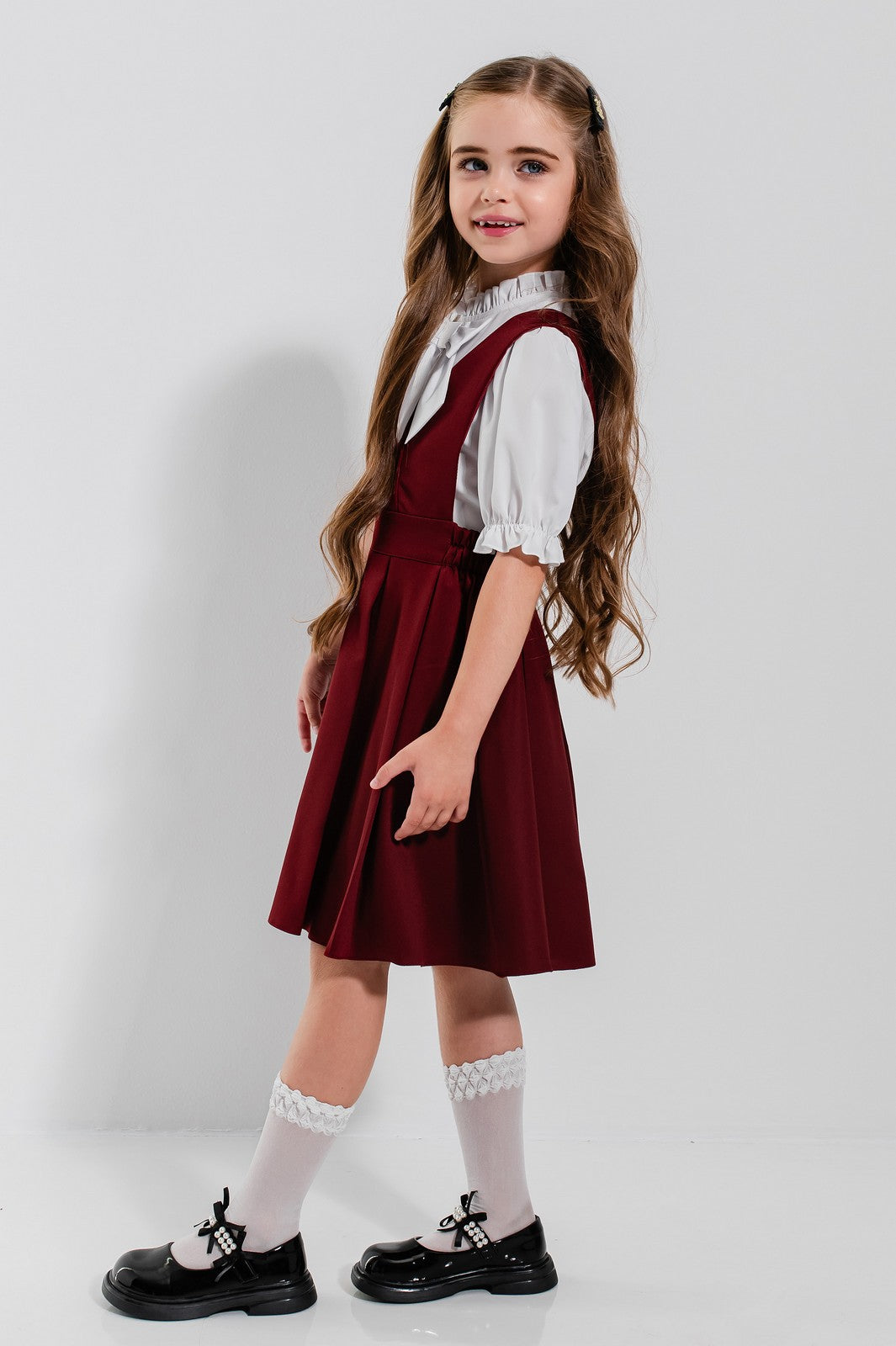 Sarafan scoala Adelaide Burgundy