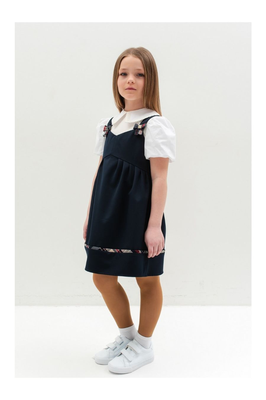 Sarafan scoala uniforma fetite Irma Blue